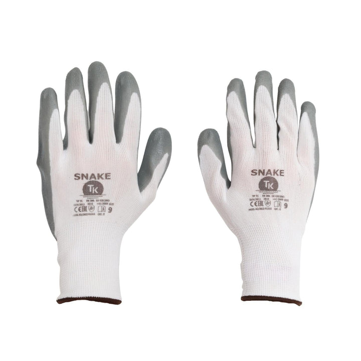 Set 3 perechi de manusi cu strat de nitril marime 7, alb-gri