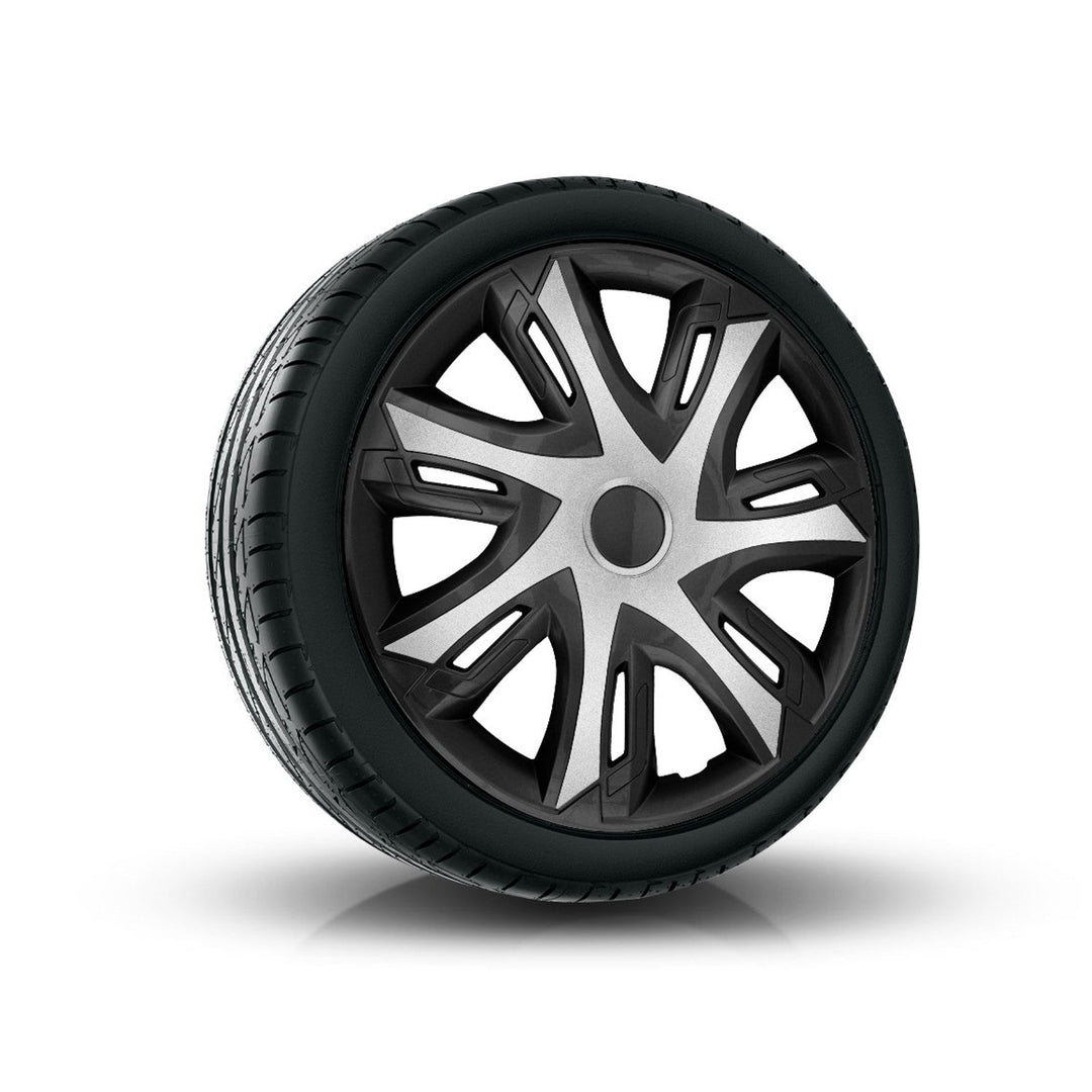 14" NRM N-Power dvodobne srebrno/crne središnje kapice, crne i srebrne, 4 kom.