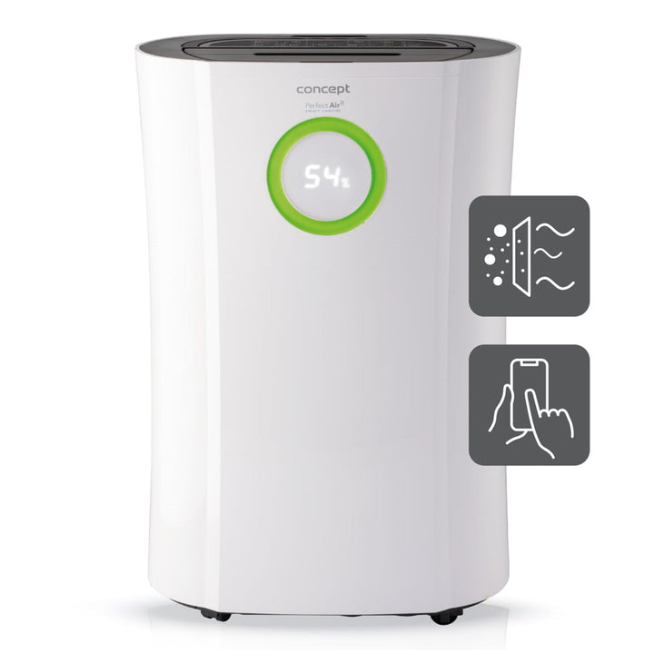 Dezumidificator si purificator Concept, OV2016, ionizare, 16l/24h, display digital, control tactil, alb