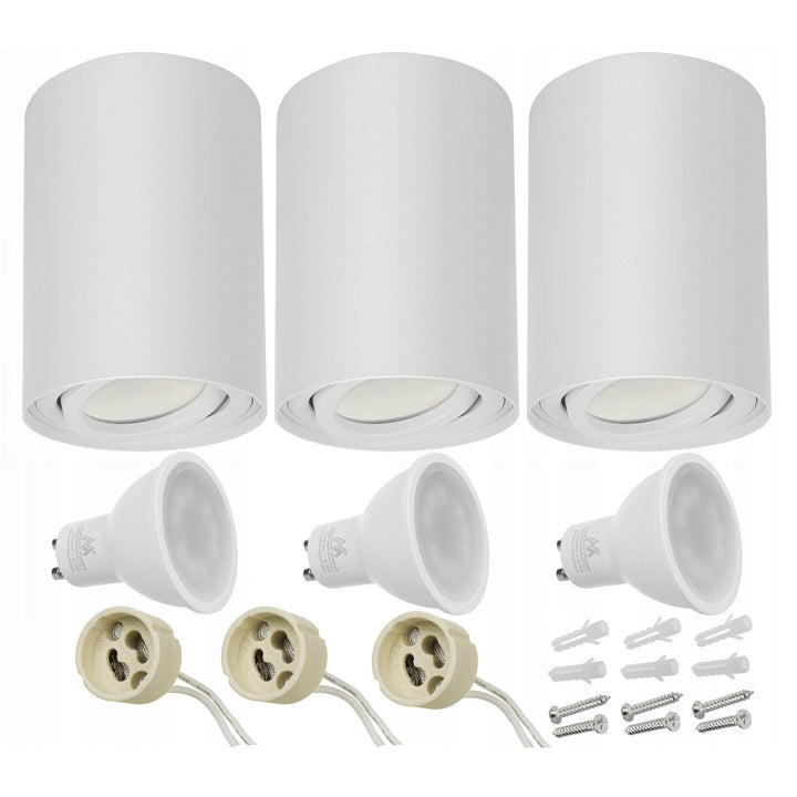 3x Maclean okruglo stropno svjetlo, bijelo MCE422 + 3x GU10 5W 4000K LED žarulje