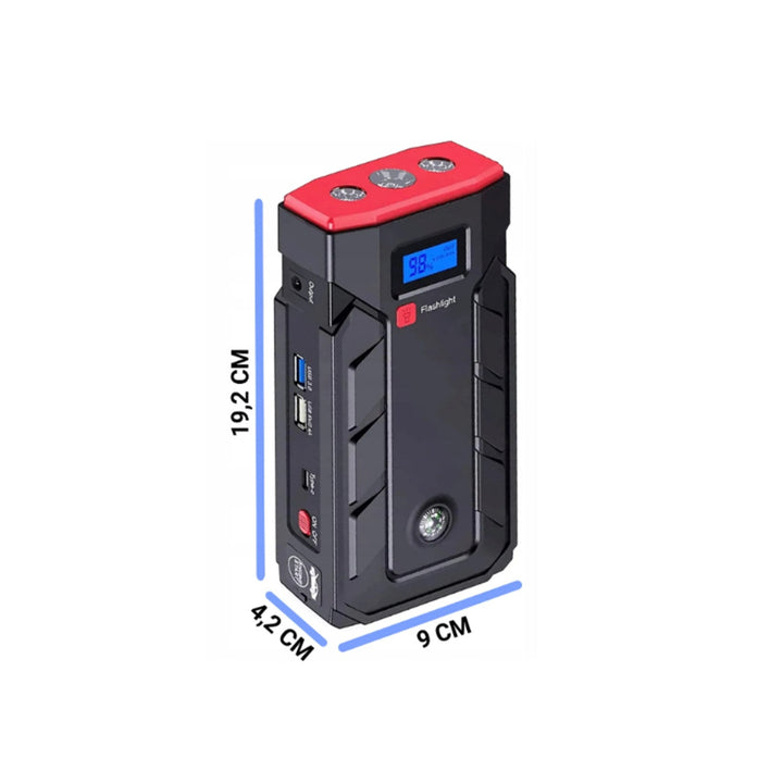 Acumulator extern pornire auto/Jump starter multifunctional, 12 V, capacitate 20.000 mAh, lanterna