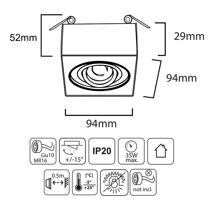 Ugrađena rasvjetna armatura MCE464 W 7W + GU10 LED