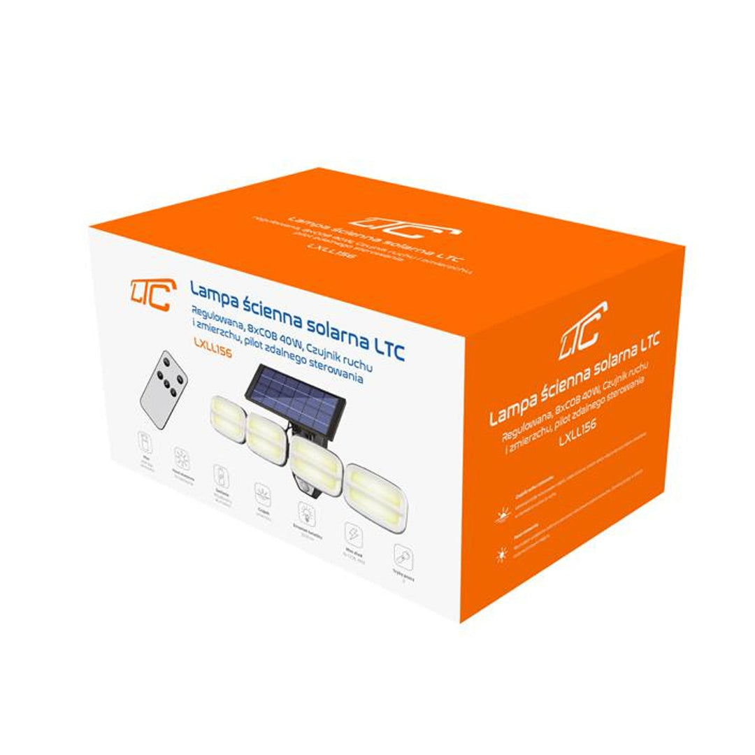 Lampa solara de perete cu senzor de miscare si telecomanda, 8COB LTC LXLL156