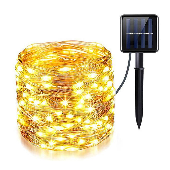 Instalatie luminioasa cu energie solara, 100 leduri, LXLL150C, alb cald