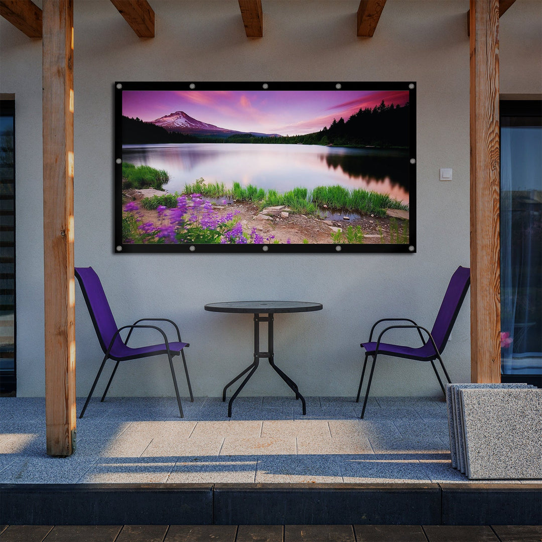 Maclean platno za projekciju, 120", 265x149 cm, 25 mm rub, 16:9, kukice za zatezanje, MC-982