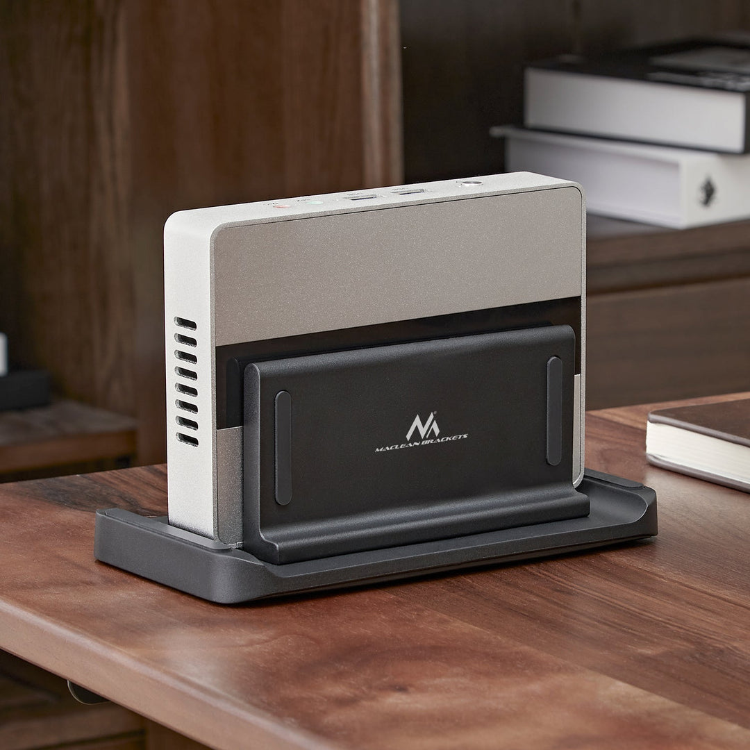 Maclean nosač za thin-client/mini PC, crni, pogodan za VESA nosače, samostalno stojeći, MC-454