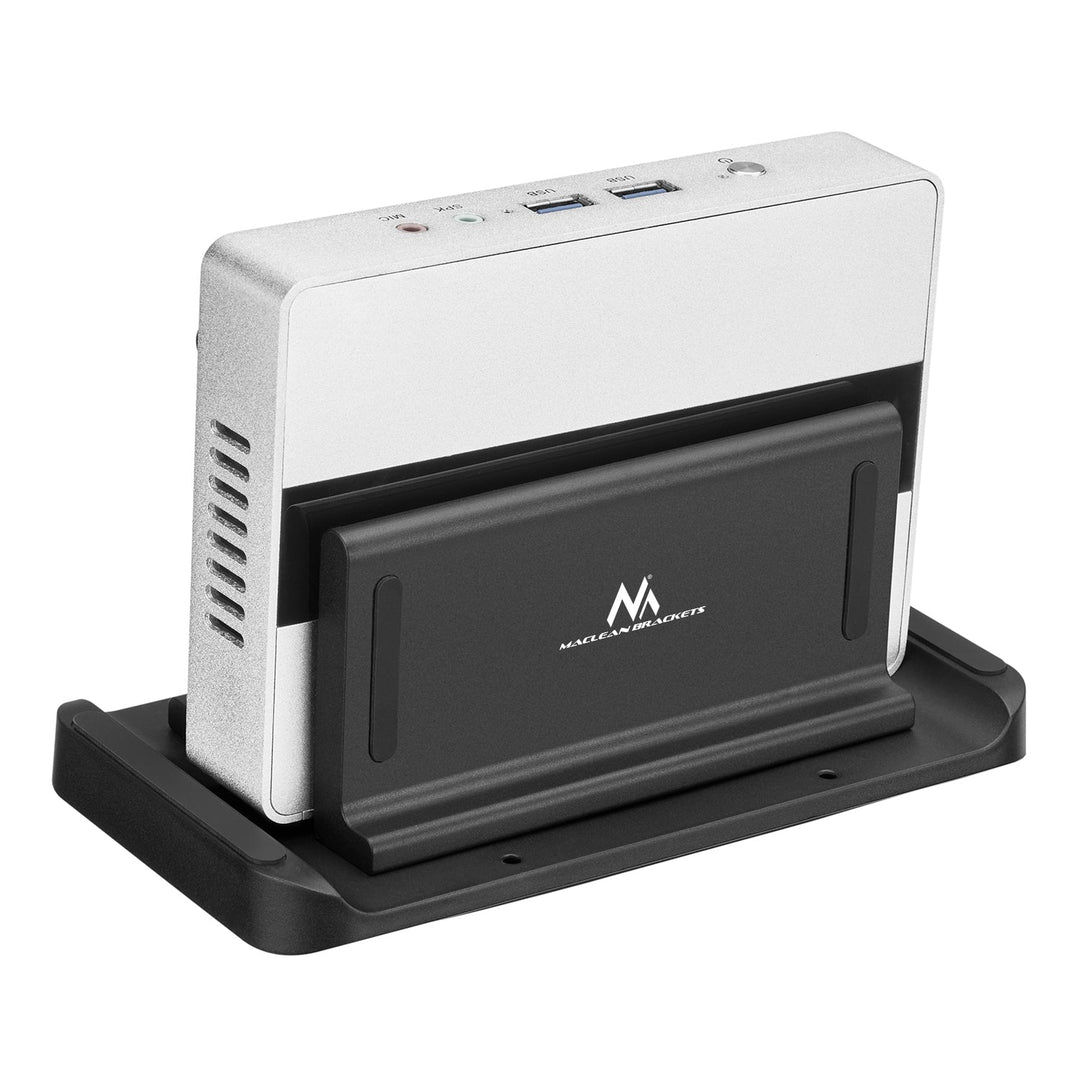 Maclean nosač za thin-client/mini PC, crni, pogodan za VESA nosače, samostalno stojeći, MC-454