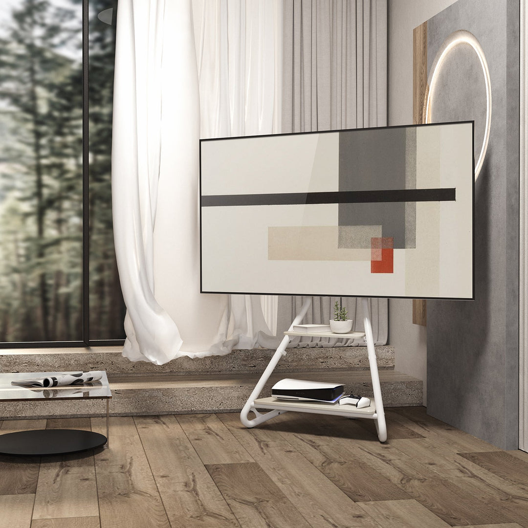 Maclean samostalni TV stalak / kutni stalak, Bauhaus stil, dvokatne drvene police, max. 40 kg, 37-75", MC-455