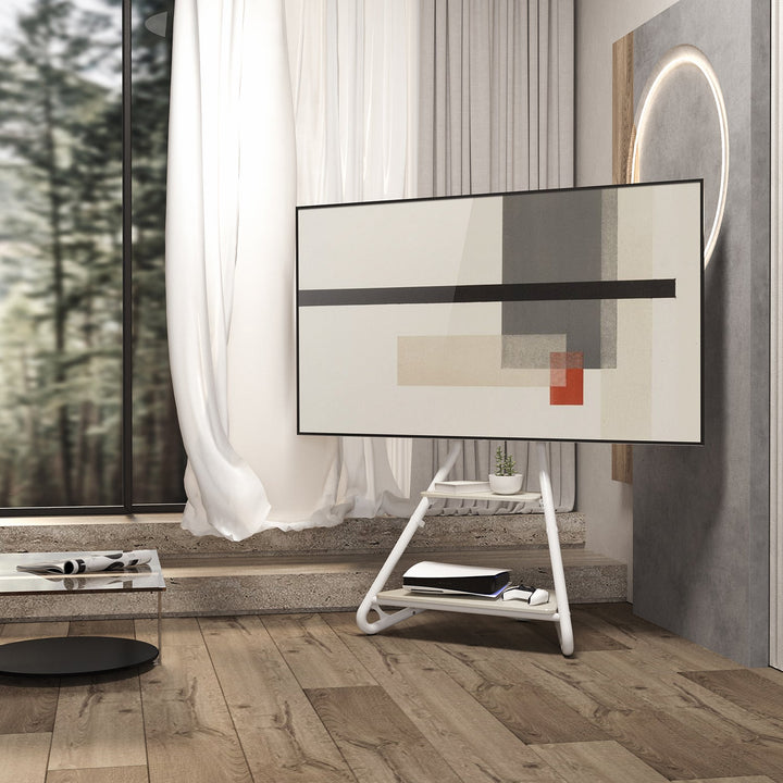 Maclean samostalni TV stalak / kutni stalak, Bauhaus stil, dvokatne drvene police, max. 40 kg, 37-75", MC-455