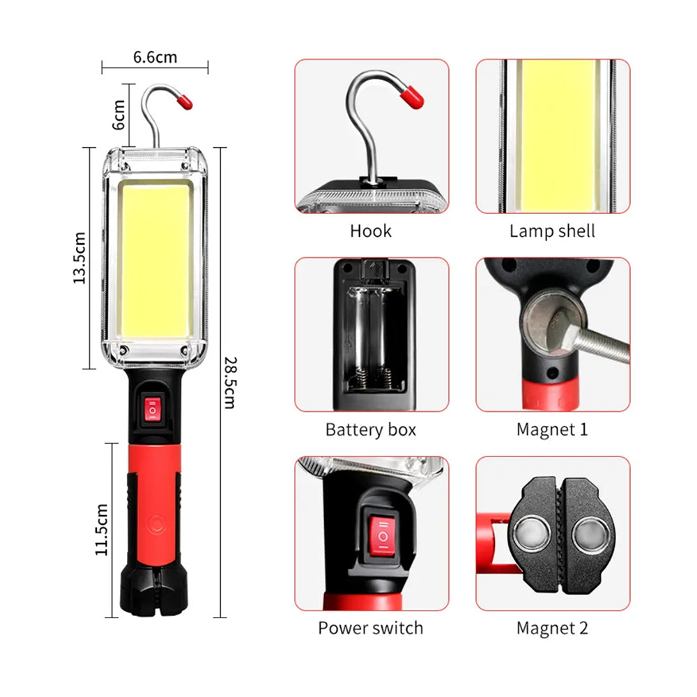 Maclean COB magnetska radionica lampa, 2x1200mAh, 700lm, USB Tip-C/Micro USB, MCE307