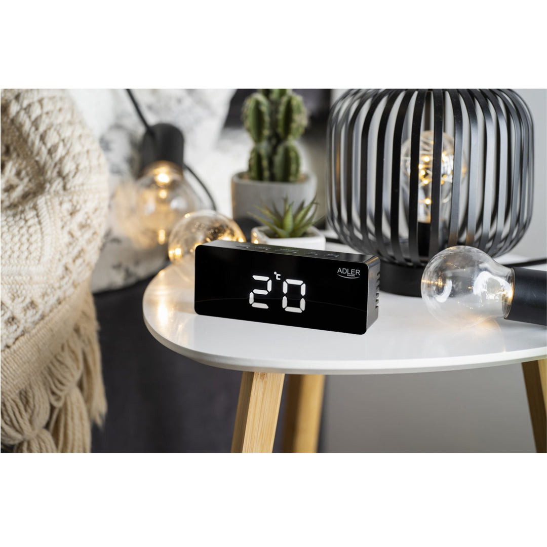 Adler budilica, LED zaslon, mjerenje temperature, crna, AD 1189B