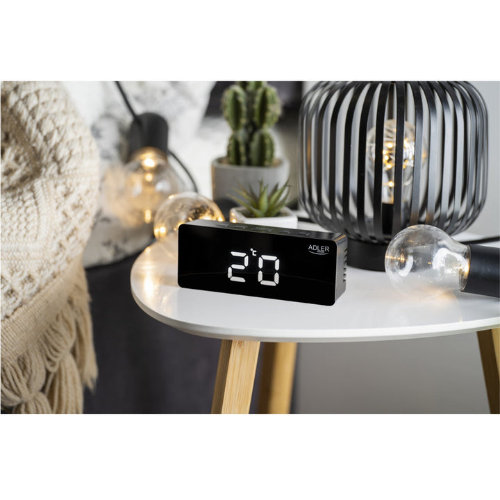 Adler budilica, LED zaslon, mjerenje temperature, crna, AD 1189B
