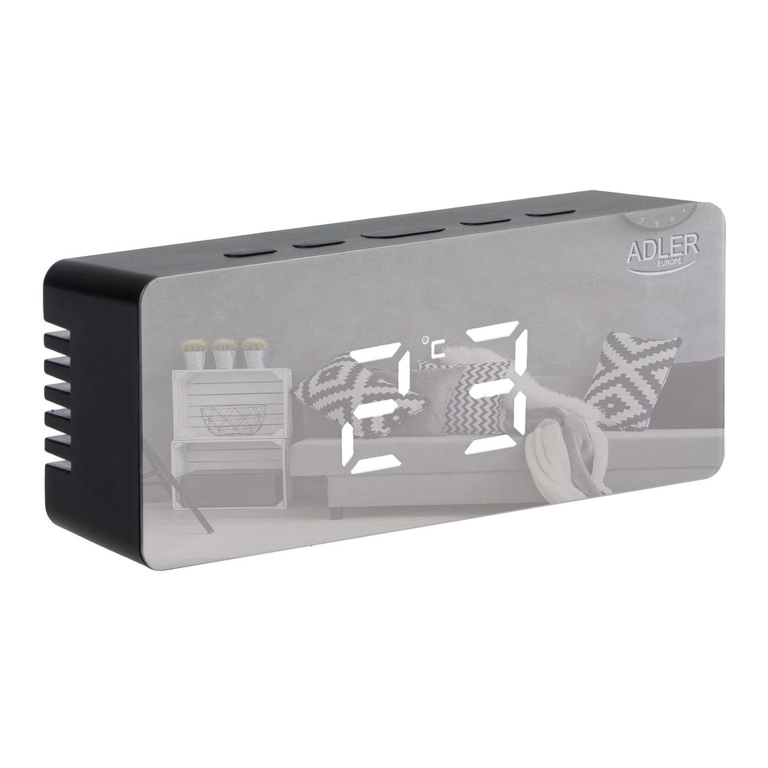 Adler budilica, LED zaslon, mjerenje temperature, crna, AD 1189B