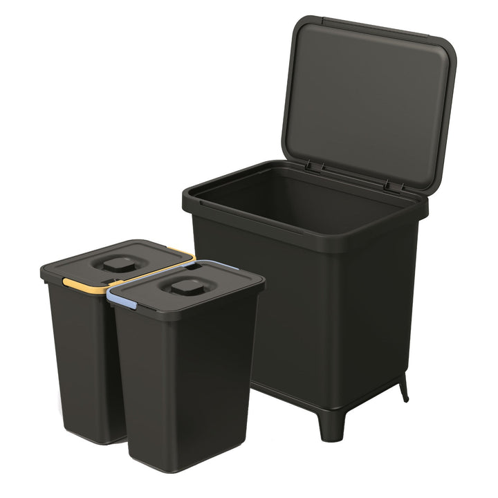 Cos de gunoi Systema, 2x10L, negru, cu baza detasabila cu picioare