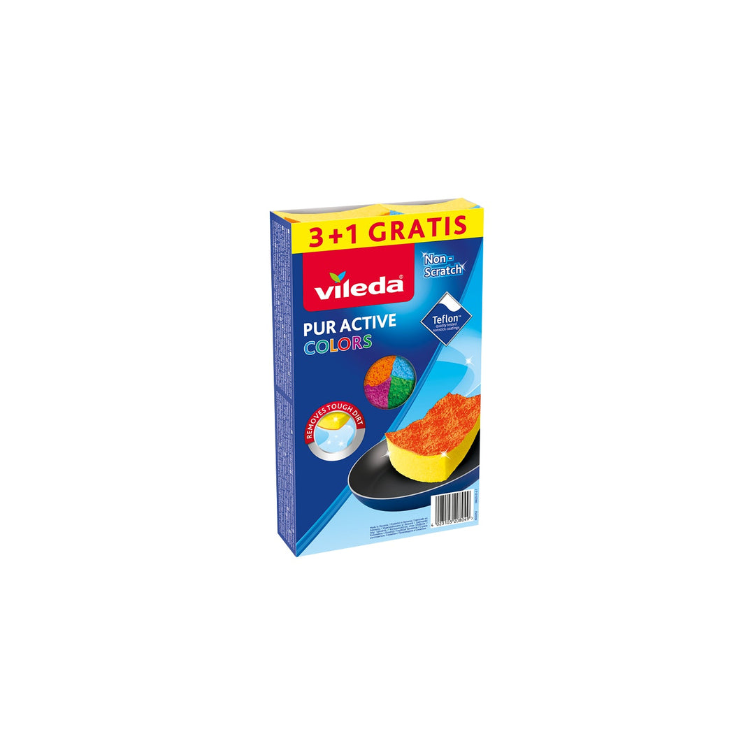 Set od 4 višebojna spužvasta sunđera za pranje posuđa - Vileda Pur Active Colours