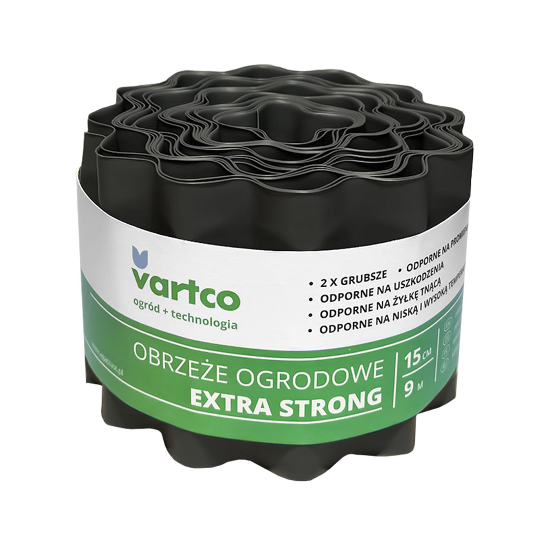 Valoviti obrub za vrt 15 cm x 9 m Vartco Extra Strong grafit