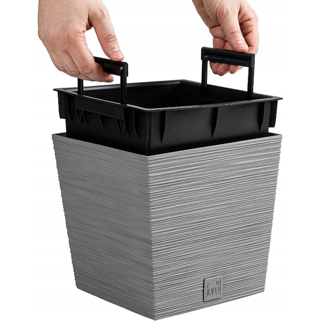 Prosperplast Furu četvrtasti niski sadilnik DFS240-422U s umetkom – boja betona (siva)