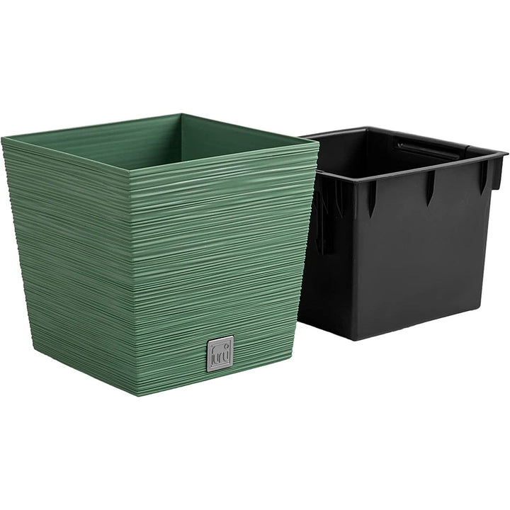 Prosperplast Furu četvrtasti niski sadilnik DFS240-5615C s umetkom – zemljano zelena boja