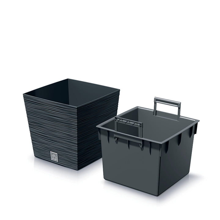 Prosperplast Furu četvrtasti niski sadilnik DFS240-S433 s umetkom – antracitna boja