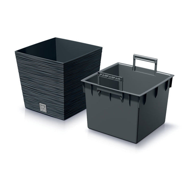 Prosperplast Furu četvrtasti niski lonac DFS300-S433 s umetkom – antracitna boja