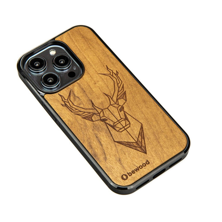 Husa telefon Bewood, din lemn, pentru iPhone 14 Pro, Cerb