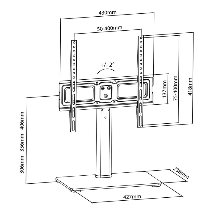 Maclean univerzalni TV stalak, za TV ormarić, stalak, max. 40 kg, max. VESA 400x400, za TV uređaje od 32 do 65", MC-450