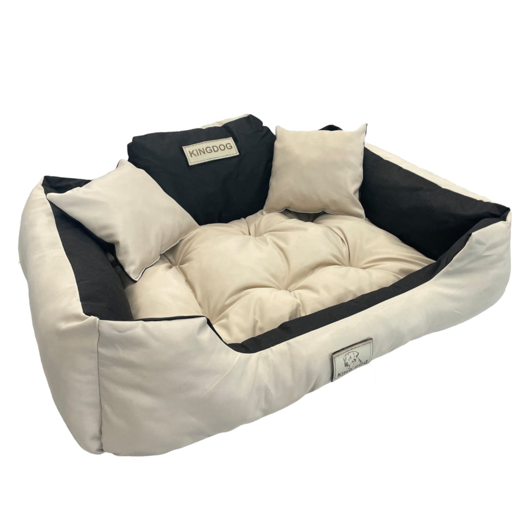 Krevet za pse i mačke 145x115 cm KingDog KIN145/115 BEZ udoban bež i crn