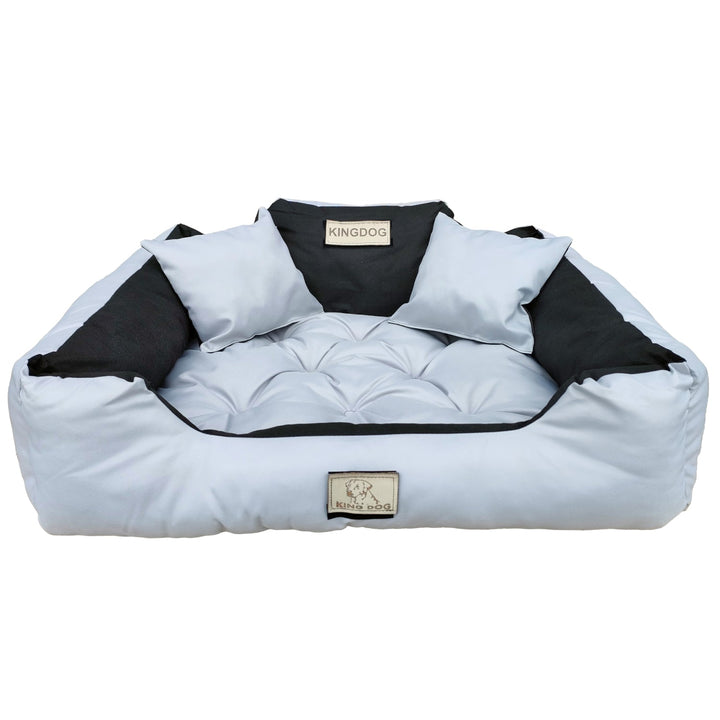 Krevet za pse i mačke 145x115 cm KingDog KIN145/115J-SZ – svijetlosivo/crno