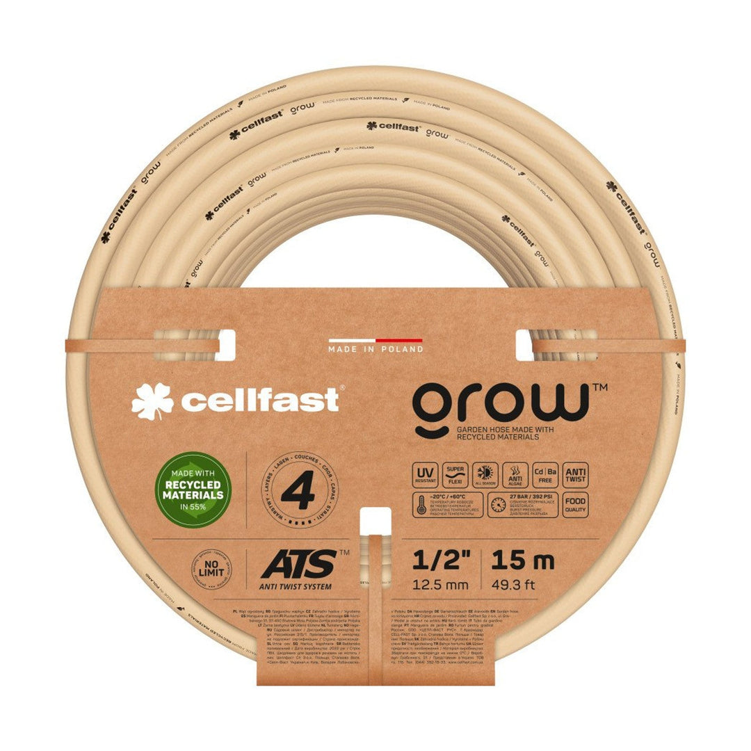 Furtun de grădină Cellfast Grow, 4 straturi, 1/2", 15 m