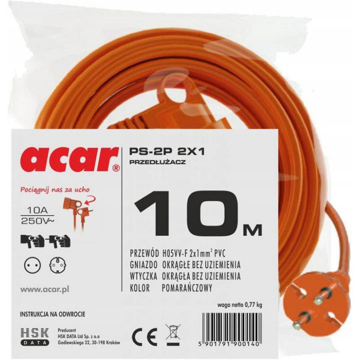 ACAR GARDEN produžni kabel 2x1.5 250V/16A 10m narančasti M01905