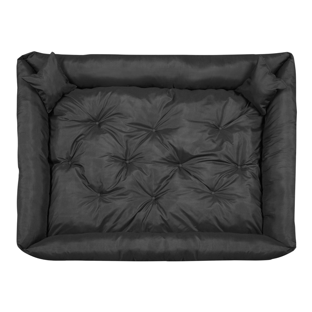 Pat pentru caini si pisici, din microfibra, 75 x 65 cm, negru, 2 perne incluse