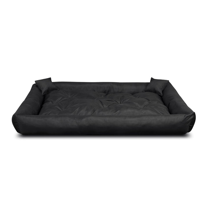 Pat pentru caini si pisici, din microfibra, 115 x 95 cm, negru, 2 perne incluse