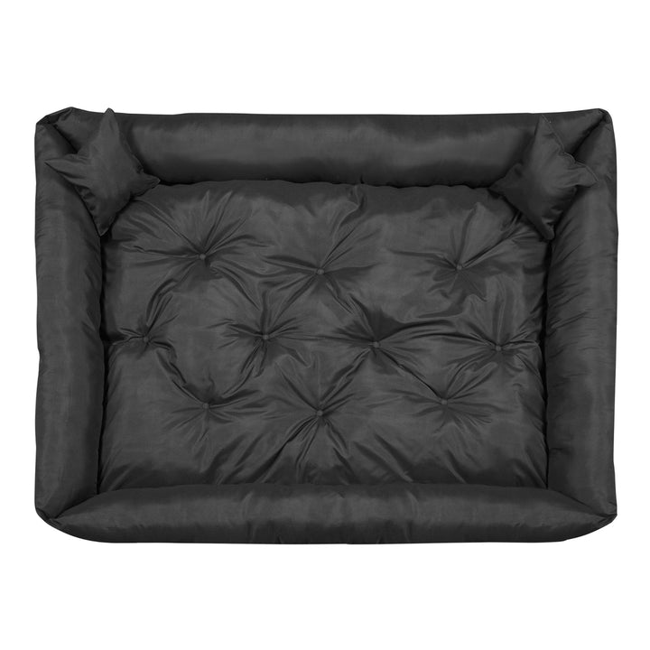 Pat pentru caini si pisici, din microfibra, 115 x 95 cm, negru, 2 perne incluse