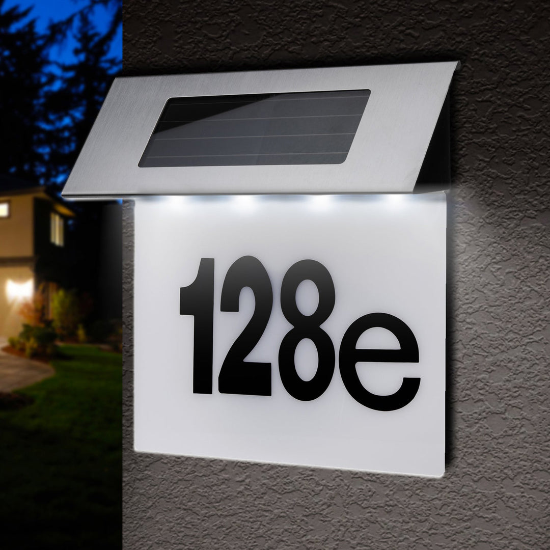Solarna LED lampa s kućnim brojem Maclean, IP44, 1W, 60 lm, 6000 K, 600 mAh baterija, 2,5 V DC, 70 mA, MCE423
