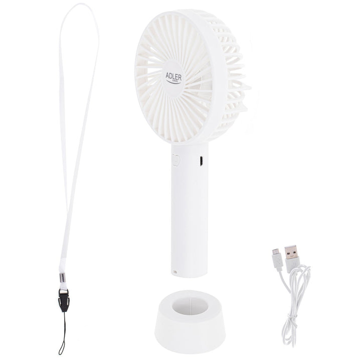 Mini ventilator, Adler, Portabil, 9 cm 3,5” USB, alb