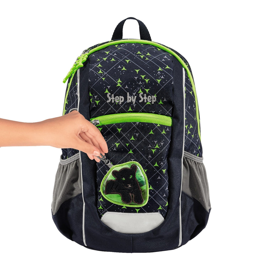 Ghiozdan Step by Step Junior Kiga Maxi Little Wild Cat Chik, 35 x 26 x 12 cm, 10 L, negru
