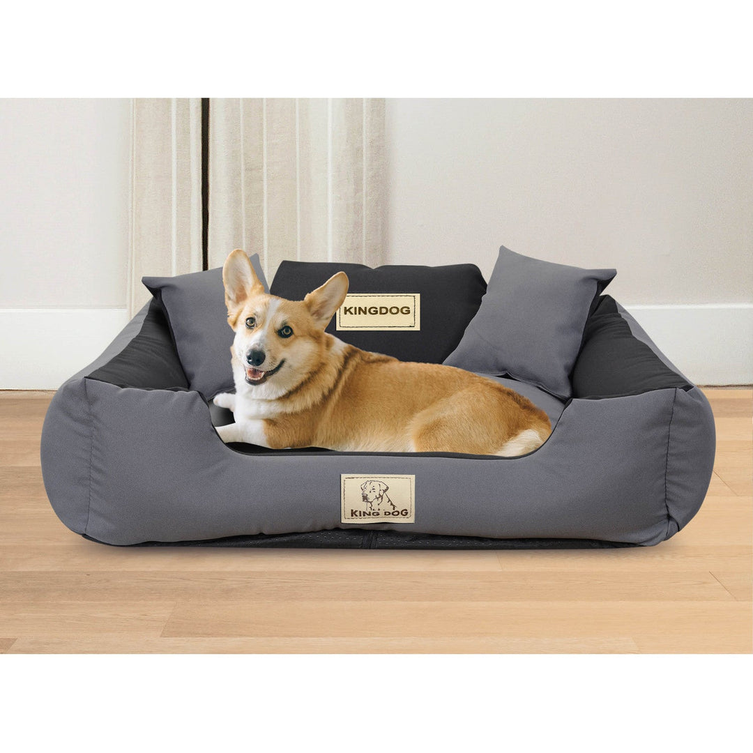 KINGDOG KINMIC100/75C-SZ krevet za pse u obliku kaveza, 100x75 cm, sivi i crni