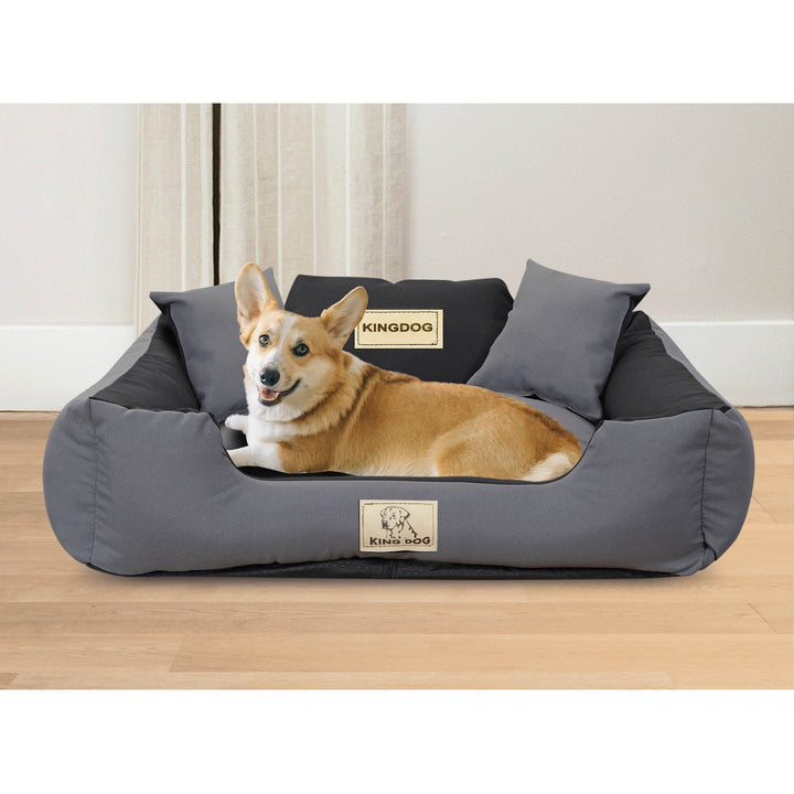 KINGDOG KINMIC100/75C-SZ krevet za pse u obliku kaveza, 100x75 cm, sivi i crni