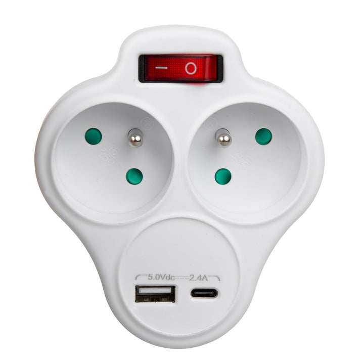 Maclean električna utičnica, razdjelnik s 2 utičnice s USB A/C 2,4 A, tip E, 2×16 A, MCE336 E