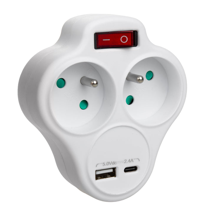 Maclean električna utičnica, razdjelnik s 2 utičnice s USB A/C 2,4 A, tip E, 2×16 A, MCE336 E