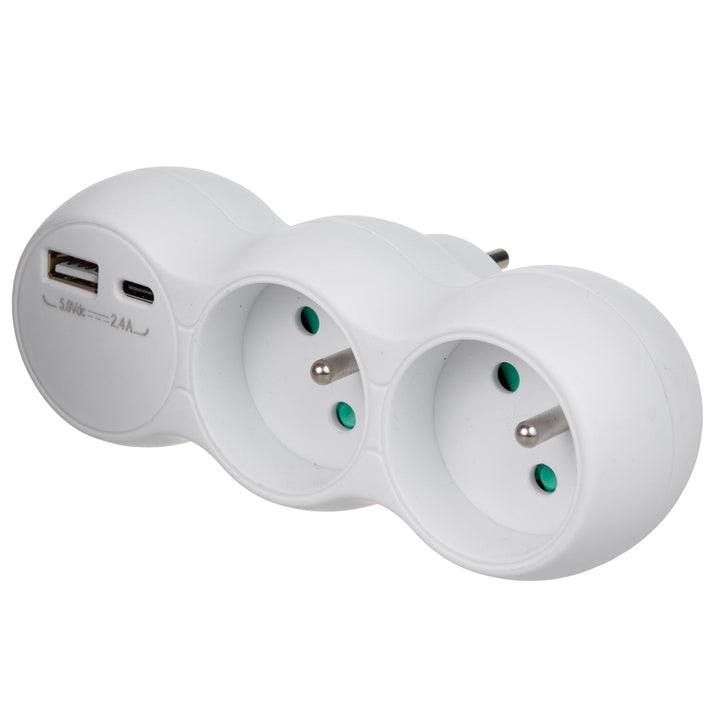 Maclean električna utičnica, razdjelnik s 2 utičnice, 2x USB A/C, tip E, 2x16A, MCE339 E