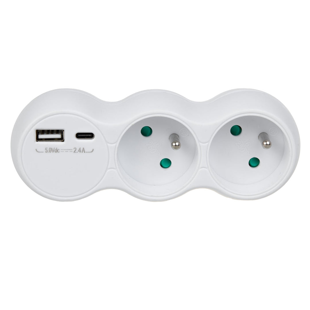 Maclean električna utičnica, razdjelnik s 2 utičnice, 2x USB A/C, tip E, 2x16A, MCE339 E