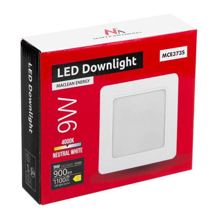 LED stropni panel Maclean, ugradbeni SLIM, 9 W, neutralno bijela 4000 K, 120 × 120 × 26 mm, 900 lm, MCE373 S