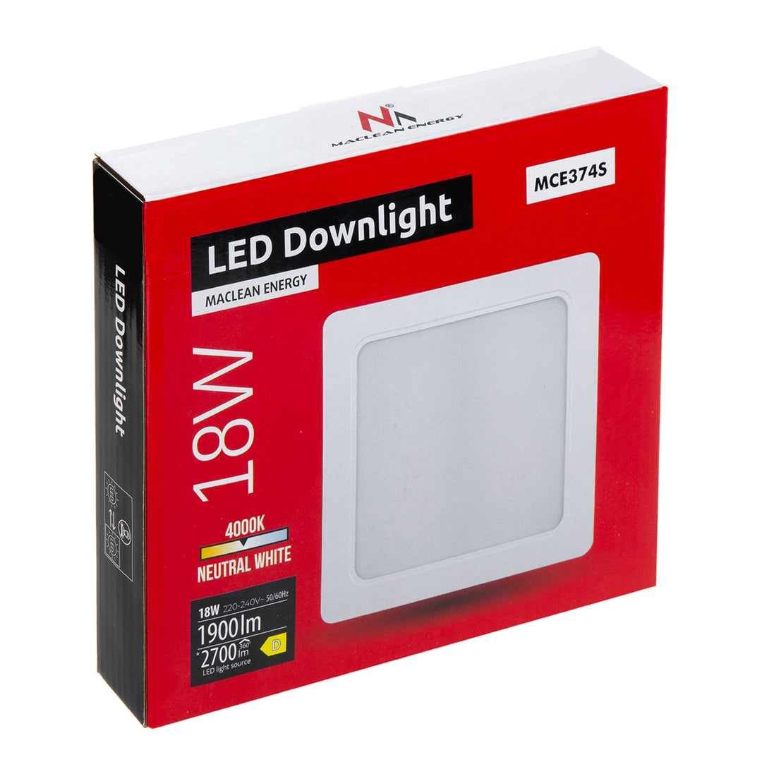 Maclean stropni LED panel, ugradbeni SLIM, 18 W, neutralno bijela 4000 K, 170*170*26 mm, 1900 lm, MCE374 S