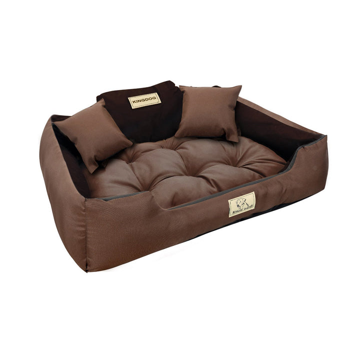 KINGDOG krevet za pse, ograda 100x75 cm vodootporna, smeđa i crna