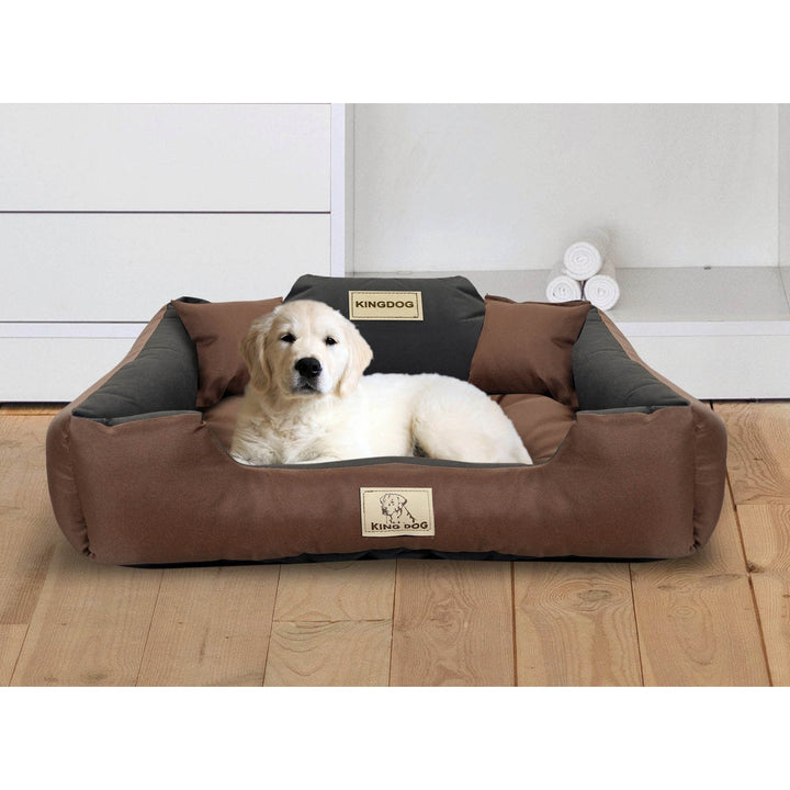 KINGDOG krevet za pse, ograda 100x75 cm vodootporna, smeđa i crna