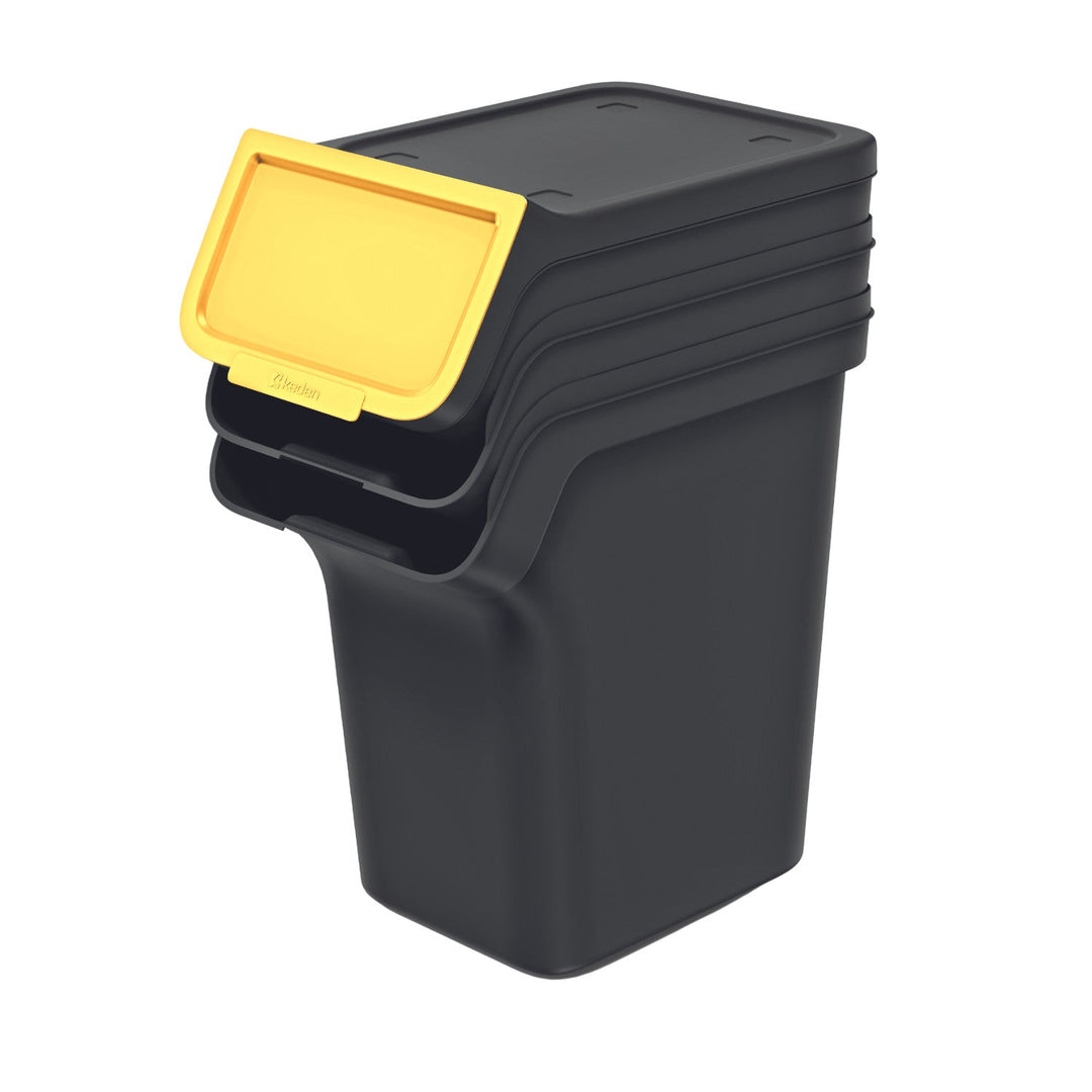 Set keden kanti za otpad, za razvrstavanje otpada, 3x20 litara, crne, Stackbox