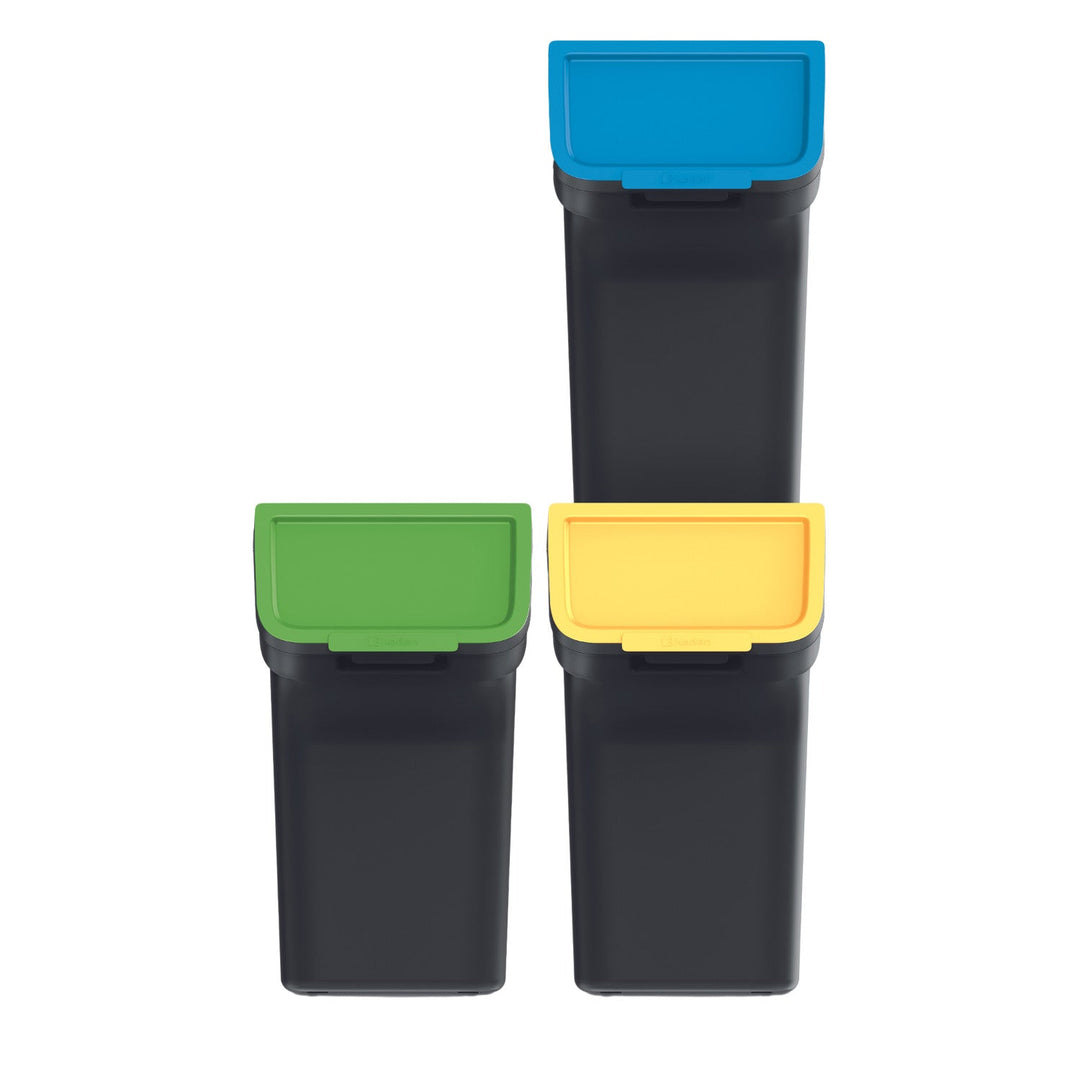 Set keden kanti za otpad, za razvrstavanje otpada, 3x20 litara, crne, Stackbox