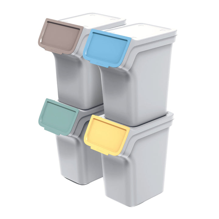 Set keden kanti za otpad, za razvrstavanje otpada, 4x20 litara, sive, Stackbox