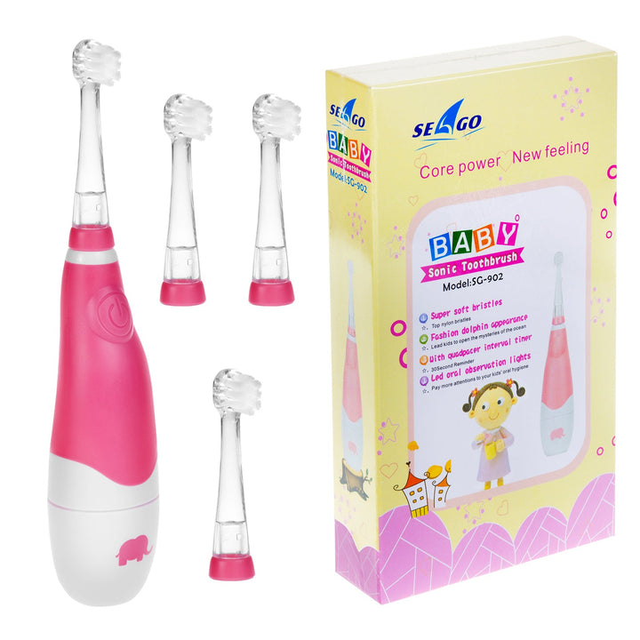 SEAGO zubna četkica za djecu, ružičasta, 1xAAA 1,5 V (nije uključena), 4 glave četkice, SG-902 Pink